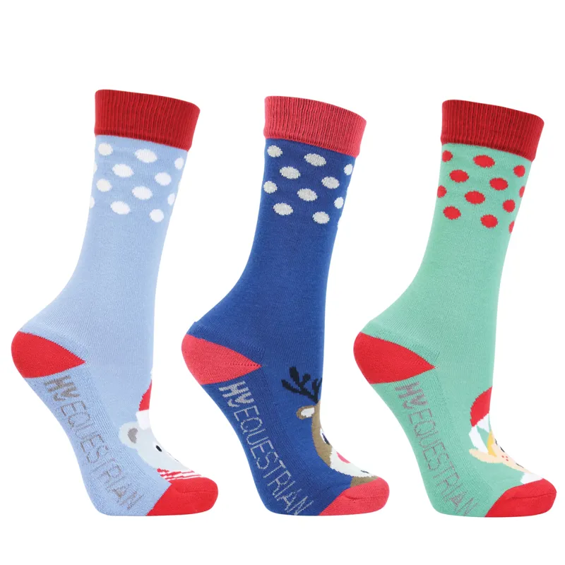 Hy Equestrian Children's Christmas Character Socks Pack Of 3 